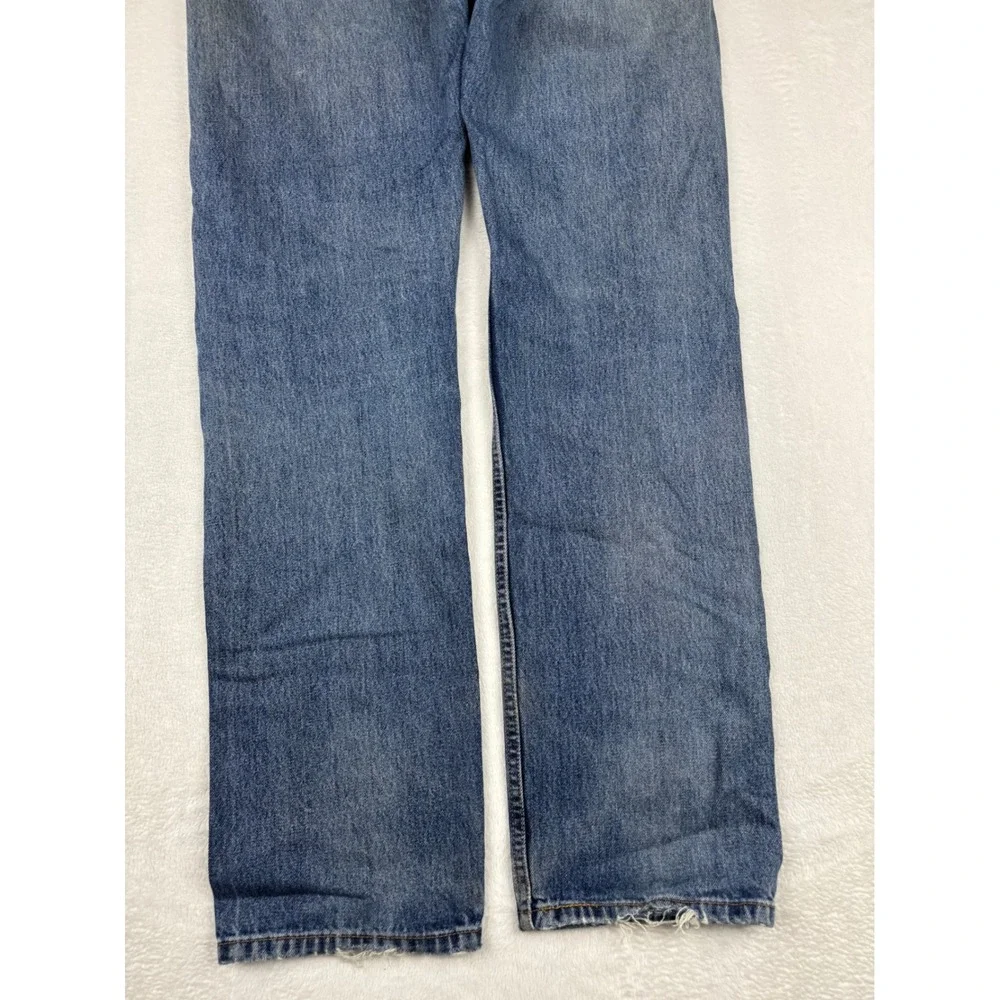 Levis 505 Mens 34x36 Jeans Grungy Medium Blue Washed Denim Distressed True Fade
